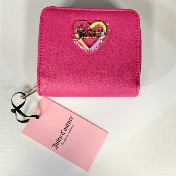 Juicy Couture Love Mode Small Zip Around Hot Pink Wallet NWT - Picture 8 of 9